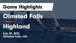 Olmsted Falls  vs Highland  Game Highlights - July 20, 2023