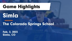 Simla  vs The Colorado Springs School Game Highlights - Feb. 2, 2023