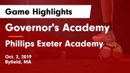 Governor's Academy  vs Phillips Exeter Academy  Game Highlights - Oct. 2, 2019