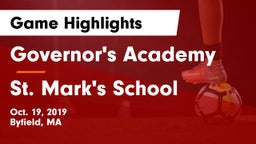Governor's Academy  vs St. Mark's School Game Highlights - Oct. 19, 2019