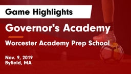 Governor's Academy  vs Worcester Academy Prep School Game Highlights - Nov. 9, 2019