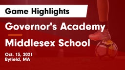Governor's Academy  vs Middlesex School Game Highlights - Oct. 13, 2021