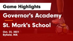 Governor's Academy  vs St. Mark's School Game Highlights - Oct. 23, 2021