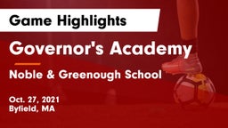 Governor's Academy  vs Noble & Greenough School Game Highlights - Oct. 27, 2021