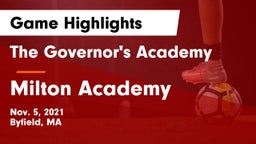 The Governor's Academy  vs Milton Academy Game Highlights - Nov. 5, 2021