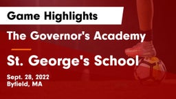 The Governor's Academy  vs St. George's School Game Highlights - Sept. 28, 2022