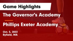 The Governor's Academy  vs Phillips Exeter Academy  Game Highlights - Oct. 5, 2022