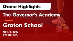 The Governor's Academy  vs Groton School  Game Highlights - Nov. 2, 2022