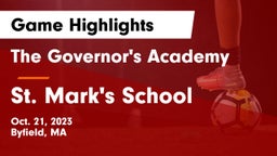 The Governor's Academy vs St. Mark's School Game Highlights - Oct. 21, 2023