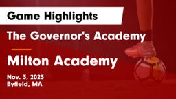 The Governor's Academy vs Milton Academy Game Highlights - Nov. 3, 2023