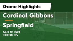 Cardinal Gibbons  vs Springfield  Game Highlights - April 12, 2022