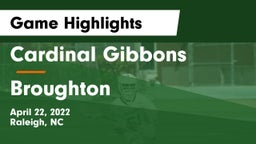 Cardinal Gibbons  vs Broughton  Game Highlights - April 22, 2022