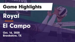 Royal  vs El Campo  Game Highlights - Oct. 16, 2020