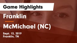 Franklin  vs McMichael (NC) Game Highlights - Sept. 13, 2019
