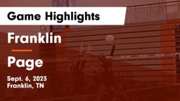 Franklin  vs Page  Game Highlights - Sept. 6, 2023