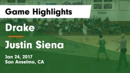 Drake  vs Justin Siena Game Highlights - Jan 24, 2017