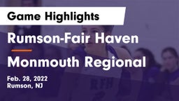 Rumson-Fair Haven  vs Monmouth Regional  Game Highlights - Feb. 28, 2022