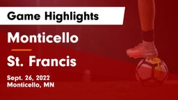 Monticello  vs St. Francis  Game Highlights - Sept. 26, 2022