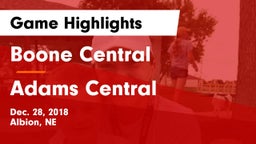 Boone Central  vs Adams Central  Game Highlights - Dec. 28, 2018