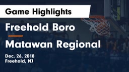 Freehold Boro  vs Matawan Regional  Game Highlights - Dec. 26, 2018