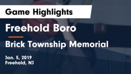 Freehold Boro  vs Brick Township Memorial  Game Highlights - Jan. 5, 2019