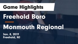 Freehold Boro  vs Monmouth Regional  Game Highlights - Jan. 8, 2019