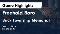 Freehold Boro  vs Brick Township Memorial  Game Highlights - Jan. 11, 2020