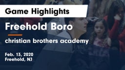 Freehold Boro  vs christian brothers academy Game Highlights - Feb. 13, 2020
