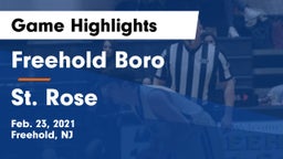 Freehold Boro  vs St. Rose  Game Highlights - Feb. 23, 2021