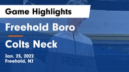 Freehold Boro  vs Colts Neck  Game Highlights - Jan. 25, 2022