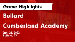 Bullard  vs Cumberland Academy Game Highlights - Jan. 28, 2022