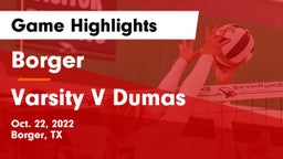 Borger  vs Varsity V Dumas Game Highlights - Oct. 22, 2022