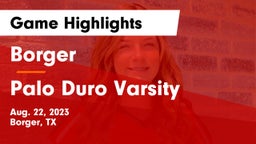 Borger  vs Palo Duro Varsity Game Highlights - Aug. 22, 2023