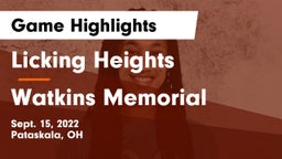 Licking Heights  vs Watkins Memorial  Game Highlights - Sept. 15, 2022