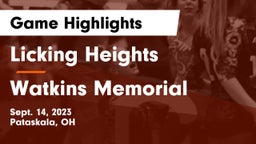 Licking Heights  vs Watkins Memorial  Game Highlights - Sept. 14, 2023