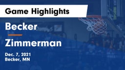 Becker  vs Zimmerman  Game Highlights - Dec. 7, 2021