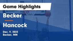Becker  vs Hancock  Game Highlights - Dec. 9, 2023