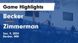 Becker  vs Zimmerman  Game Highlights - Jan. 9, 2024