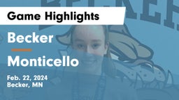 Becker  vs Monticello  Game Highlights - Feb. 22, 2024