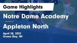 Notre Dame Academy vs Appleton North  Game Highlights - April 28, 2022
