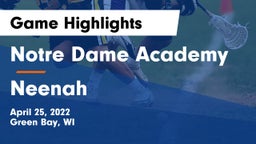 Notre Dame Academy vs Neenah  Game Highlights - April 25, 2022