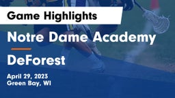 Notre Dame Academy vs DeForest  Game Highlights - April 29, 2023