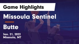 Missoula Sentinel  vs Butte  Game Highlights - Jan. 21, 2022