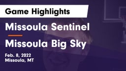 Missoula Sentinel  vs Missoula Big Sky  Game Highlights - Feb. 8, 2022