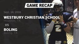 Recap: Westbury Christian School vs. Boling  2016