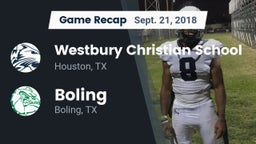 Recap: Westbury Christian School vs. Boling  2018