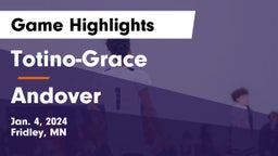 Totino-Grace  vs Andover  Game Highlights - Jan. 4, 2024