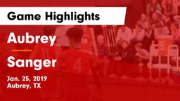 Aubrey  vs Sanger  Game Highlights - Jan. 25, 2019