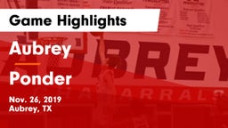 Aubrey  vs Ponder  Game Highlights - Nov. 26, 2019