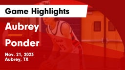 Aubrey  vs Ponder  Game Highlights - Nov. 21, 2023